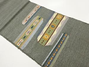 横段に抽象模様織出し名古屋帯